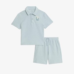 2PC EMBROIDERED PALM TREE OUTFIT SET - Shorts - blue