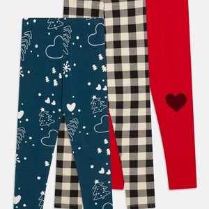 3 PACK - Leggings - Trousers - red/dark blue/black