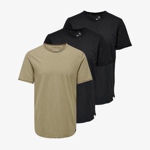 3ER PACK - Basic T-shirt - schwarz schwarz beige