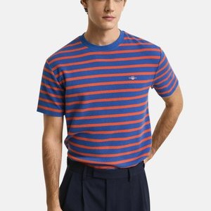 WAFFLE STRIPED  - Print T-shirt - rich blue WAFFLE STRIPED  - Print T-shirt - rich blue
