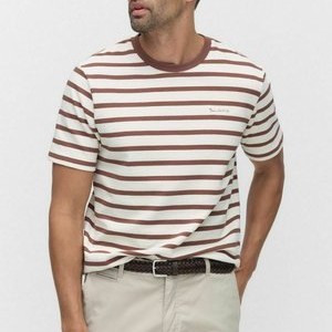 DENNIS STRIPED - Print T-shirt - brown stripe DENNIS STRIPED - Print T-shirt - brown stripe