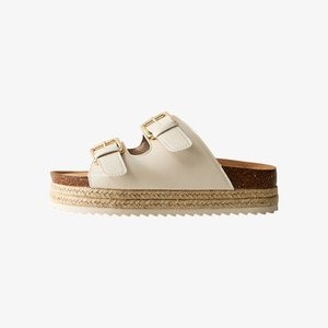 WIDE FIT PLATFORM BUCKLE - Mules - white WIDE FIT PLATFORM BUCKLE - Mules - white
