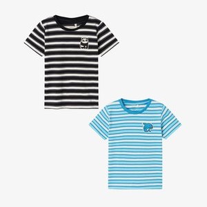 2ER-SET DESIGN RUNDHALS KURZARM - Print T-shirt - schwarz blau