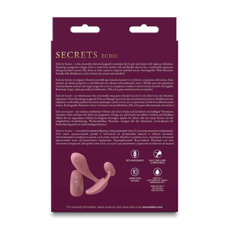 Вибрирующая анальная пробка NS Novelties Secrets Розовый