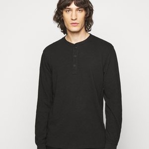 CLASSIC HENLEY - Long sleeved top - black CLASSIC HENLEY - Long sleeved top - black