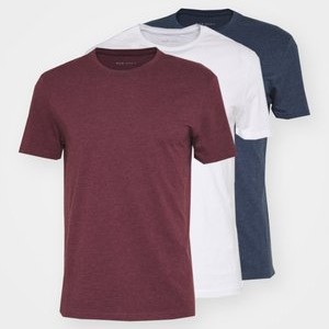 3 PACK - Basic T-shirt - mottled bordeaux/white/blue 3 PACK - Basic T-shirt - mottled bordeaux/white/blue