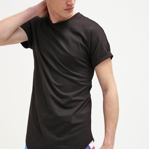 ASYMETRIC LONG TEE - Print T-shirt - black ASYMETRIC LONG TEE - Print T-shirt - black