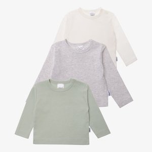 3 PACK - Long sleeved top - light green/light grey/white