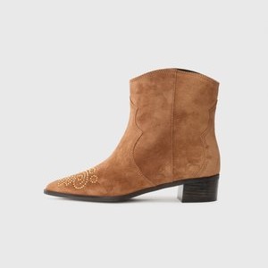 CROSTINA - Cowboy/biker ankle boot - brown/gold-coloured CROSTINA - Cowboy/biker ankle boot - brown/gold-coloured