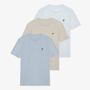 3 PACK - Basic T-shirt - beige/light blue/white 3 PACK - Basic T-shirt - beige/light blue/white