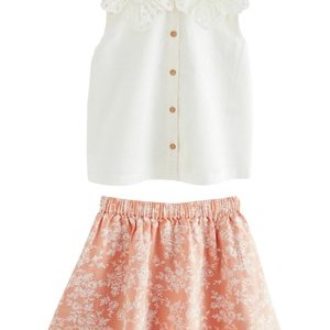 REGULAR FIT - BRODERIE SET - A-line skirt - peach pink arlo REGULAR FIT - BRODERIE SET - A-line skirt - peach pink arlo