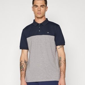 COLOUR BLOCK - Polo shirt - navy/silver-coloured marl COLOUR BLOCK - Polo shirt - navy/silver-coloured marl