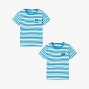 2ER-SET DESIGN RUNDHALS KURZARM - Print T-shirt - blau