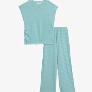 2PC TEXTURED OUTFIT  - Blouse - turquoise
