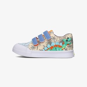 LAGE SNEAKERS DINO - Baby shoes - beige blue orange LAGE SNEAKERS DINO - Baby shoes - beige blue orange
