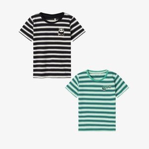 2ER-SET DESIGN RUNDHALS KURZARM - Print T-shirt - schwarz grün