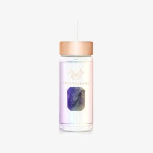 AMETHYST WATER BOTTLE WITH STRAW - HOLOGRAM - Drink bottle - hologram AMETHYST WATER BOTTLE WITH STRAW - HOLOGRAM - Drink bottle - hologram