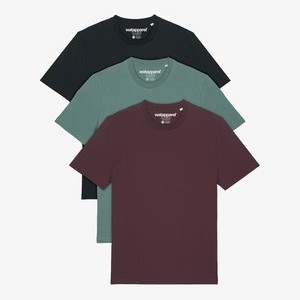 3ER MULTIPACK - Basic T-shirt - black green bay red brown 3ER MULTIPACK - Basic T-shirt - black green bay red brown