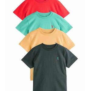 4 PACK STAG EMBROIDERED SHORT SLEEVE - Basic T-shirt - red blue yellow charcoal