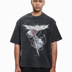 CHROME ROSE UNISEX - Print T-shirt - black washed CHROME ROSE UNISEX - Print T-shirt - black washed
