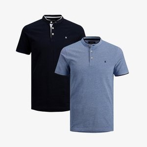 2ER PACK PAULOS MAO - Basic T-shirt - dunkelblau   hellblau 2ER PACK PAULOS MAO - Basic T-shirt - dunkelblau   hellblau
