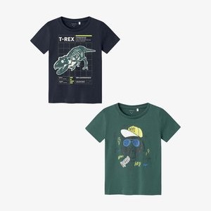 2ER-PACK RUNDHALS KURZARM BEQUEMES - Print T-shirt - blau grün