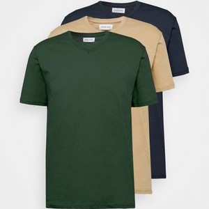 3 PACK - Basic T-shirt - khaki/tan/dark blue 3 PACK - Basic T-shirt - khaki/tan/dark blue