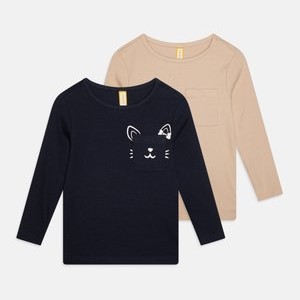 2 PACK - Long sleeved top - beige/dark blue 2 PACK - Long sleeved top - beige/dark blue