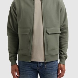 LOOSE FIT - Zip-up sweatshirt - army green LOOSE FIT - Zip-up sweatshirt - army green