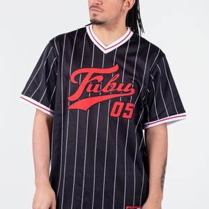 VARSITY PINSTRIPED - Print T-shirt - black/red/white VARSITY PINSTRIPED - Print T-shirt - black/red/white