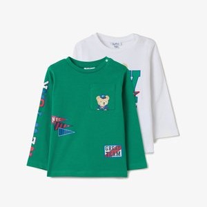 2 PACK - Long sleeved top - green white 2 PACK - Long sleeved top - green white