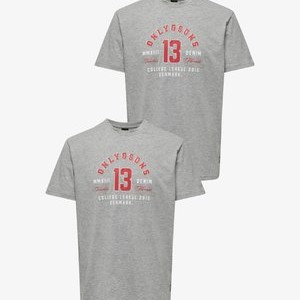 2ER-SET RUNDHALS VINTAGE DESIGN ONSLENNY - Print T-shirt - grau 2ER-SET RUNDHALS VINTAGE DESIGN ONSLENNY - Print T-shirt - grau