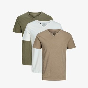 3ER PACK SPLIT - Basic T-shirt - weiß beige grün