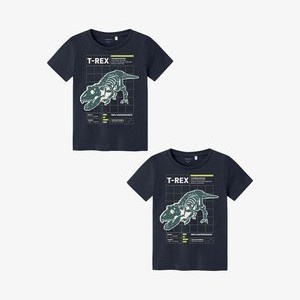 2ER-PACK RUNDHALS KURZARM BEQUEMES - Print T-shirt - dunkelblau