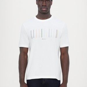 CASUAL FIT STRIPE - Print T-shirt - white CASUAL FIT STRIPE - Print T-shirt - white