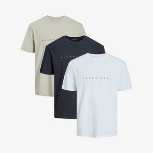 3ER PACK STAR JJ - Print T-shirt - weiß beige dunkelblau