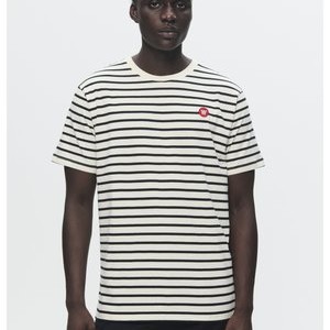 ACE BADGE - Basic T-shirt - off white/black stripes ACE BADGE - Basic T-shirt - off white/black stripes