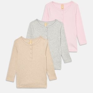 3 PACK UNISEX - Long sleeved top - light pink/mottled dark grey/tan