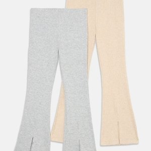 2 PACK FLARED LEGGINGS - Leggings - Trousers - mottled beige/mottled dark grey