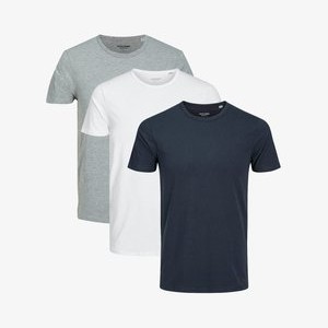 3ER PACK - Basic T-shirt - weiß grau blau
