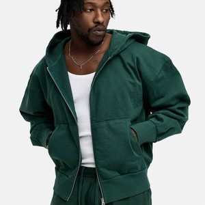 Zip-up sweatshirt - green washed Zip-up sweatshirt - green washed