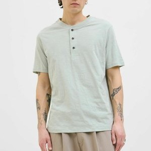 BLUNIXS HENLEY - Basic T-shirt - aqua gray BLUNIXS HENLEY - Basic T-shirt - aqua gray
