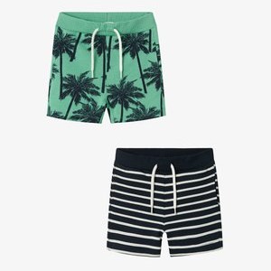 2ER-SET ELASTISCHER BUND KORDELZUG - Tracksuit bottoms - blau grün