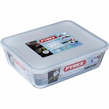 Контейнер для сохранения пищевых продуктов Pyrex Белый Чёрный Прозрачный Clear Прямоугольный