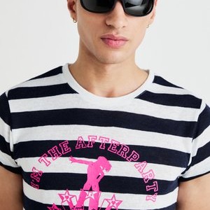 I'M THE AFTERPARTY STRIPE - Print T-shirt - dark blue/white