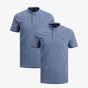 2ER PACK PAULOS MAO - Basic T-shirt - blue 2ER PACK PAULOS MAO - Basic T-shirt - blue