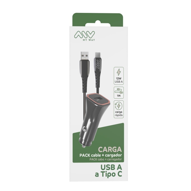 Автомобильное зарядное устройство Myway 1,2 m Чёрный