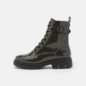 Platform ankle boots - olive patent