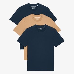 3ER MULTIPACK - Basic T-shirt - french navy latte 3ER MULTIPACK - Basic T-shirt - french navy latte