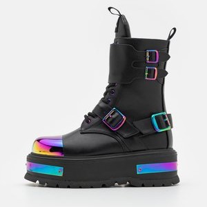 COSMIC FIRE METAL PLATFORM BOOTS - Lace-up ankle boots - black/multi-coloured COSMIC FIRE METAL PLATFORM BOOTS - Lace-up ankle boots - black/multi-coloured